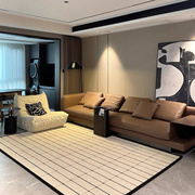 简约格子地毯黑白高级轻奢客厅沙发茶几垫衣帽间卧室床边地毯加厚