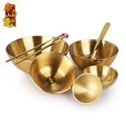 铜碗饭碗勺子筷子套装纯铜，加厚手工金饭碗，摆件白癜风补铜餐具套装