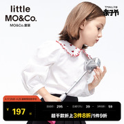 littlemoco童装春装女童，长袖纯棉娃娃领衬衣儿童，衬衫女大童上衣