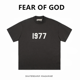 FEAR OF GOD FOG复线ESSENTIALS宽松1977植绒男女运动休闲短袖T恤