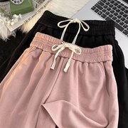 美式复古粉色短裤男女夏季薄款宽松休闲运动裤青少年沙滩五分裤子