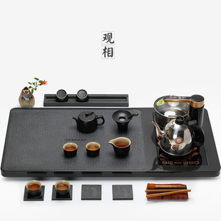 乌金石茶盘套装功夫茶具电磁炉四合一体自动家用茶海天然石材茶台
