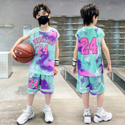 男童夏装套装速干球衣，2024中大儿童，夏季背心24号篮球服两件套