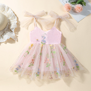 一岁女宝宝衣服女童白色连衣裙夏季短袖小女孩公主裙儿童网纱裙子