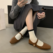 香港通勤复古单鞋女秋p季，2023软皮法式温柔仙女风休闲玛丽珍