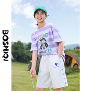 大童女夏季儿童装短袖t恤短裤两件套装，2024初中生韩版时髦潮