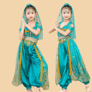 儿童六一花儿花儿，印度舞蹈茉莉公主裙，西域肚皮舞新疆民族舞演出服