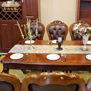 定制欧式长方形实木大理石餐桌家用小户型歺桌餐厅美式仿古饭桌餐