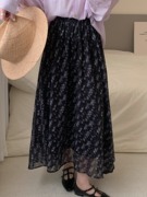 韩国chic夏季减龄复古气质设计感淑女碎花半身裙百搭雪纺仙女裙子
