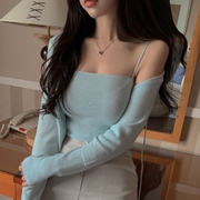 韩国 女装Secondesecon 温柔小吊带外搭开衫套装