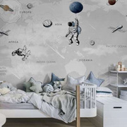 墙纸儿童房男孩墙布壁纸卧室，太空星空壁布背景墙，定制壁画墙面装饰