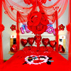 创意婚房布置装饰套餐新房卧室，拉花婚庆布置婚庆用品纱幔花球挂饰