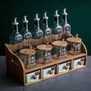 北欧风格调味罐调料盒，套装家用陶瓷油瓶，壶盐罐玻璃厨房用品置物架