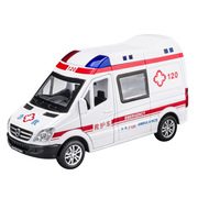 132奔驰救护车仿真合金，汽车模型声光回力担架带人偶儿童玩具