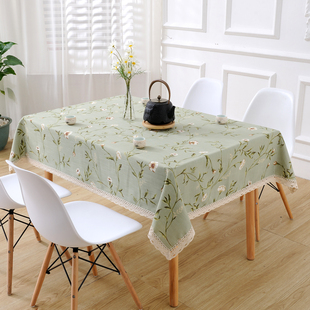 正方形餐桌布桌布布艺，棉麻美式长方形家用田园茶几书桌台布茶几布