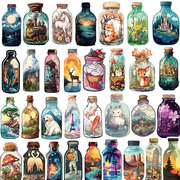 原创50张瓶中大世界贴纸卡通装饰可爱防水ipad个性创意手机壳行李箱电脑