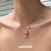CHEALIMPID/.金色十字架镶钻原创设计钛钢项链小众轻奢高级男女潮