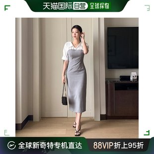 韩国直邮attrangs衬衫拼色长款夏装连衣裙 op15267凯莉衬衫