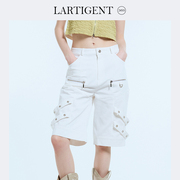 LARTIGENT 24夏款设计感绑带拉链铆钉休闲短裤五分裤女朋克潮流