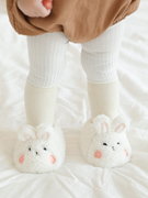 加绒兔婴儿儿童中筒袜套袜掉不冬鞋地板加厚宝宝袜子防滑小白加绒