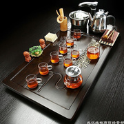 茶盘茶具一整套全自动一体嵌入式沥水实木托盘家用玻璃茶杯