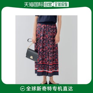 日本直邮23区 女士可洗抽象图案印花长裙 春夏 舒适优雅 易搭