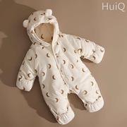 新生婴儿儿衣服冬装连体衣棉袄初生，宝宝外出包脚加厚棉服抱衣套装