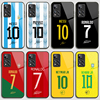 世界杯足球手机壳适用红米K5060至尊40梅西球衣号30阿根廷20C罗note11Tpro10X98葡萄牙巴西内马尔玻璃保护套