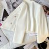 极速双排扣白色西装外套女修身2024年春季纯色小个子气质长袖短款