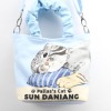 兔狲手绘睡姿可爱动物手提袋休闲帆布包时尚印花潮流斜跨水桶包