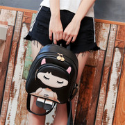 双肩包女2022韩版百搭潮背包pu皮，女士包包可爱女孩小背包书包