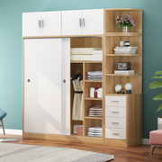 衣柜家用卧室推拉门现代简约经济型，木质储物柜子，组装收纳简易衣橱