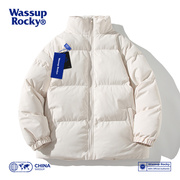 WASSUP纯色立领羽绒棉衣服外套男冬季保暖加厚面包服潮牌情侣棉袄