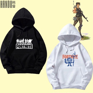 堡垒之夜联名fortnite游戏，周边男女情侣装，秋冬款宽松休闲带帽卫衣