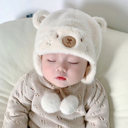 婴儿帽子秋冬毛绒加厚护耳帽韩版3-12个月可爱超萌宝宝保暖帽