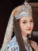 波西米亚镶钻新娘异域风新疆舞蹈旅拍头饰哈萨克民族特色发冠