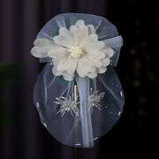 2023新娘头饰套装法式面纱，仙美白色发夹，婚礼跟妆造型发饰