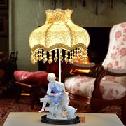 欧式田园台灯 卧室q床头结婚台灯 创意可调光装饰陶瓷台
