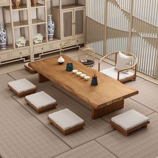 榻榻米桌子实木日式茶几客厅家用组合茶桌，坐地小户型木桌一体