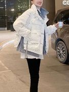 欧洲站短款羽绒服女2023年冬季小个子时尚，洋气加厚白鸭绒(白鸭绒)外套