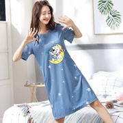 莫代尔棉睡裙女短袖，2023韩版中长款连衣裙加肥加大码家居服女