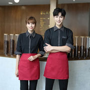 酒店服务员工作服长袖女秋装西餐咖啡厅餐饮小尖领衬衫男冬装