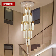 水晶长吊灯现代简约创意个性灯具轻奢港式别墅复式楼旋转楼梯吊灯