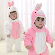婴儿连体衣秋冬加厚男女宝宝，衣服兔子造型爬服外出服抱衣儿童睡衣