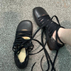 黑色复古风交叉绑带时尚芭蕾舞平底鞋2024玛丽珍女鞋软底单鞋