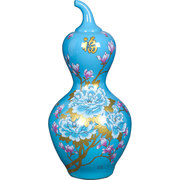 景德镇陶瓷器落地大号高花瓶绿蓝色招财进宝葫芦客厅家居摆件