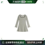 韩国直邮attrangs 拼色罗纹方领迷你连衣裙 op15654