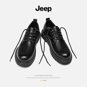 jeep吉普男鞋2024年冬季低帮真皮英伦工装马丁靴大头休闲皮鞋