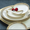 速发碗碟套装景德镇陶瓷餐具60头 高档骨瓷餐具套装 欧式金边碗盘