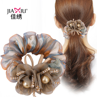 韩国发圈扎头发橡皮筋，盘发头绳大号花朵发绳马尾，头花大肠圈头饰品